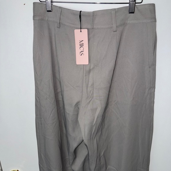 Micas Gray Wide Leg Dress Pants High Waist Career Casual Trousers Size M - Picture 13 of 16